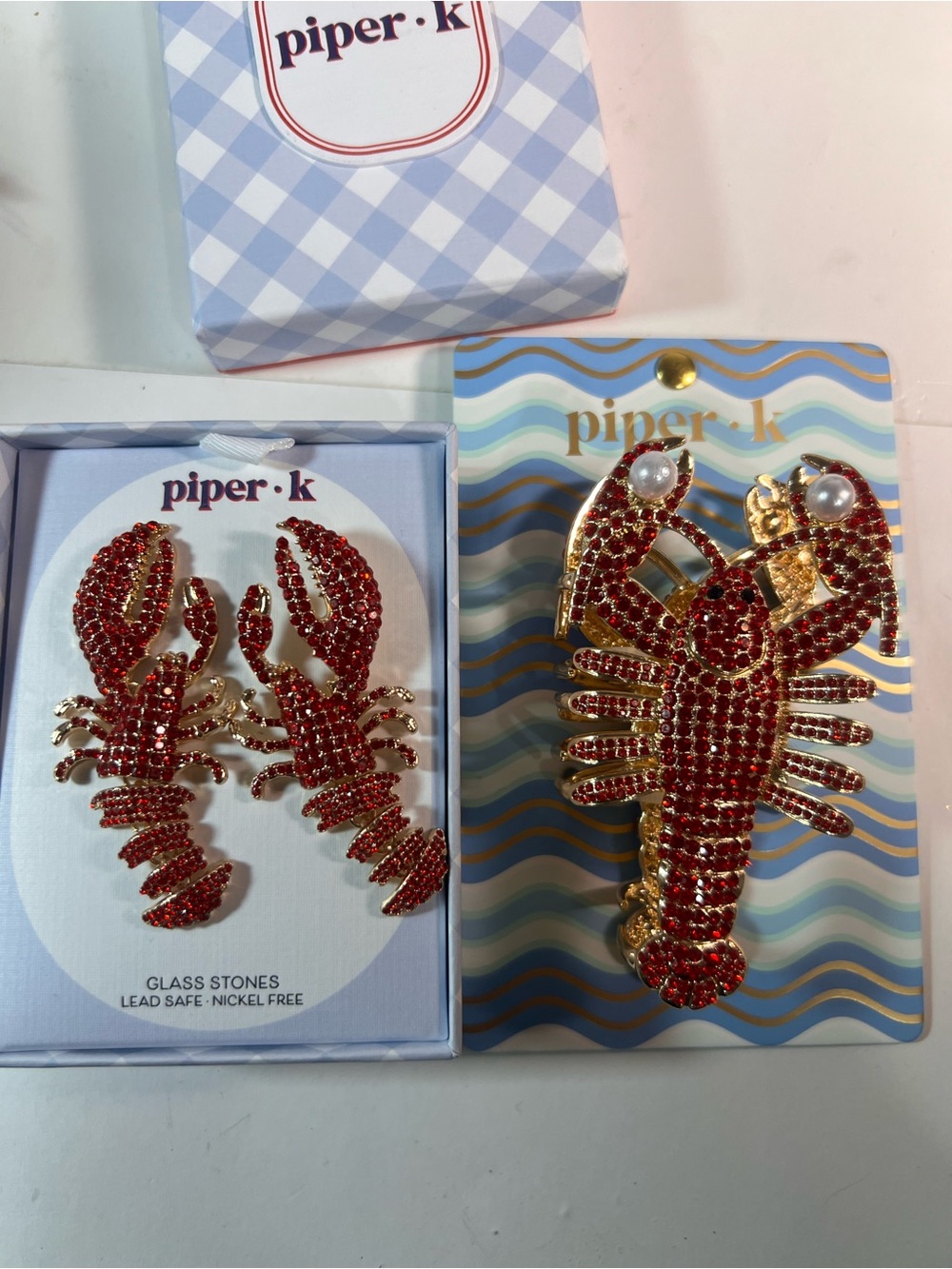 piper.k Red Lobster Crystal Drop Earrings